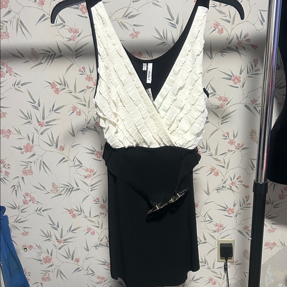 Maurices Black and White Ruffled Top